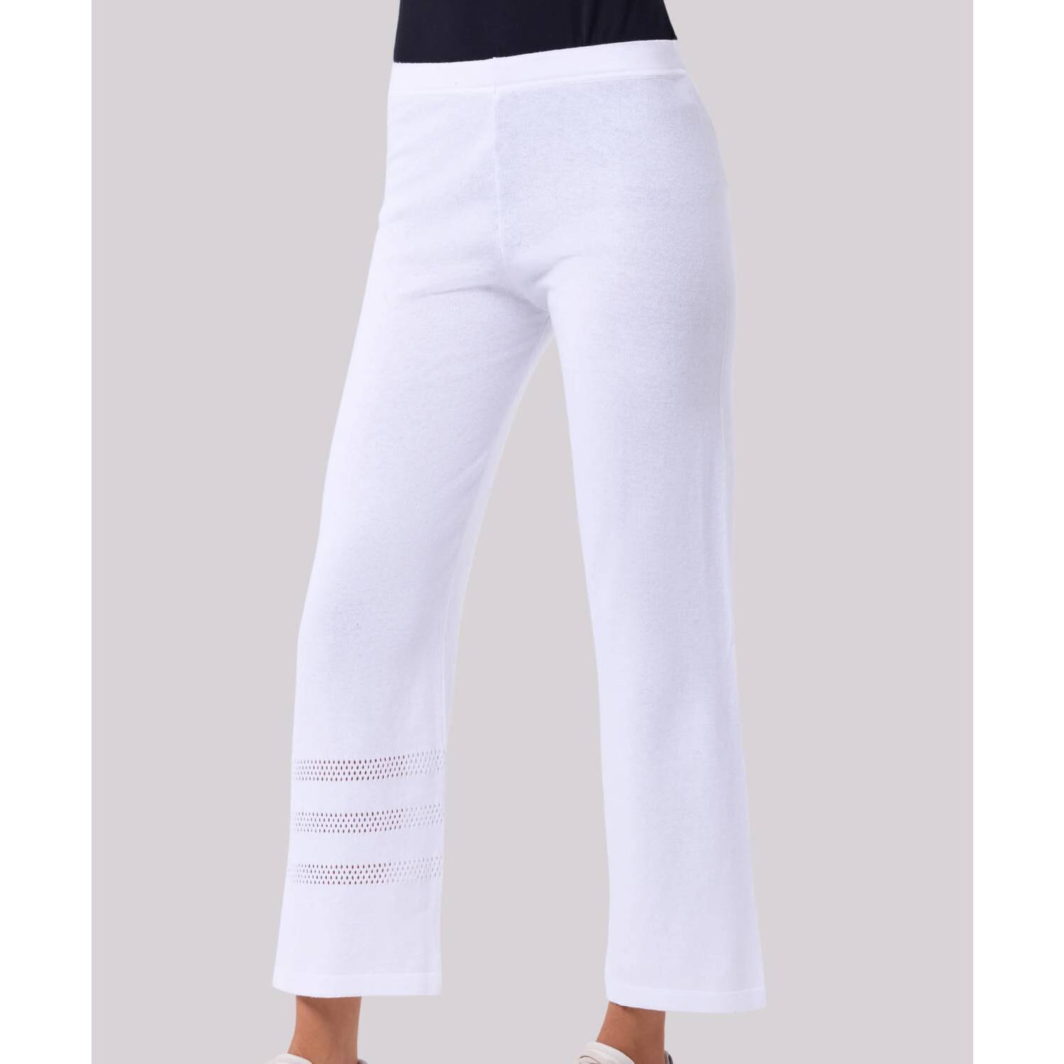 New Angel Apparel Crochet Inset Knit Pants In White